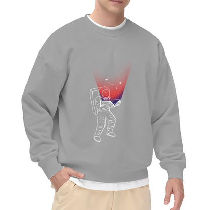 Astronaut Reading Galaxy Book Crewneck Sweatshirt - Dreamy Space Book Lover Graphic, Cosmic Reader Pullover, Sci-Fi Gift