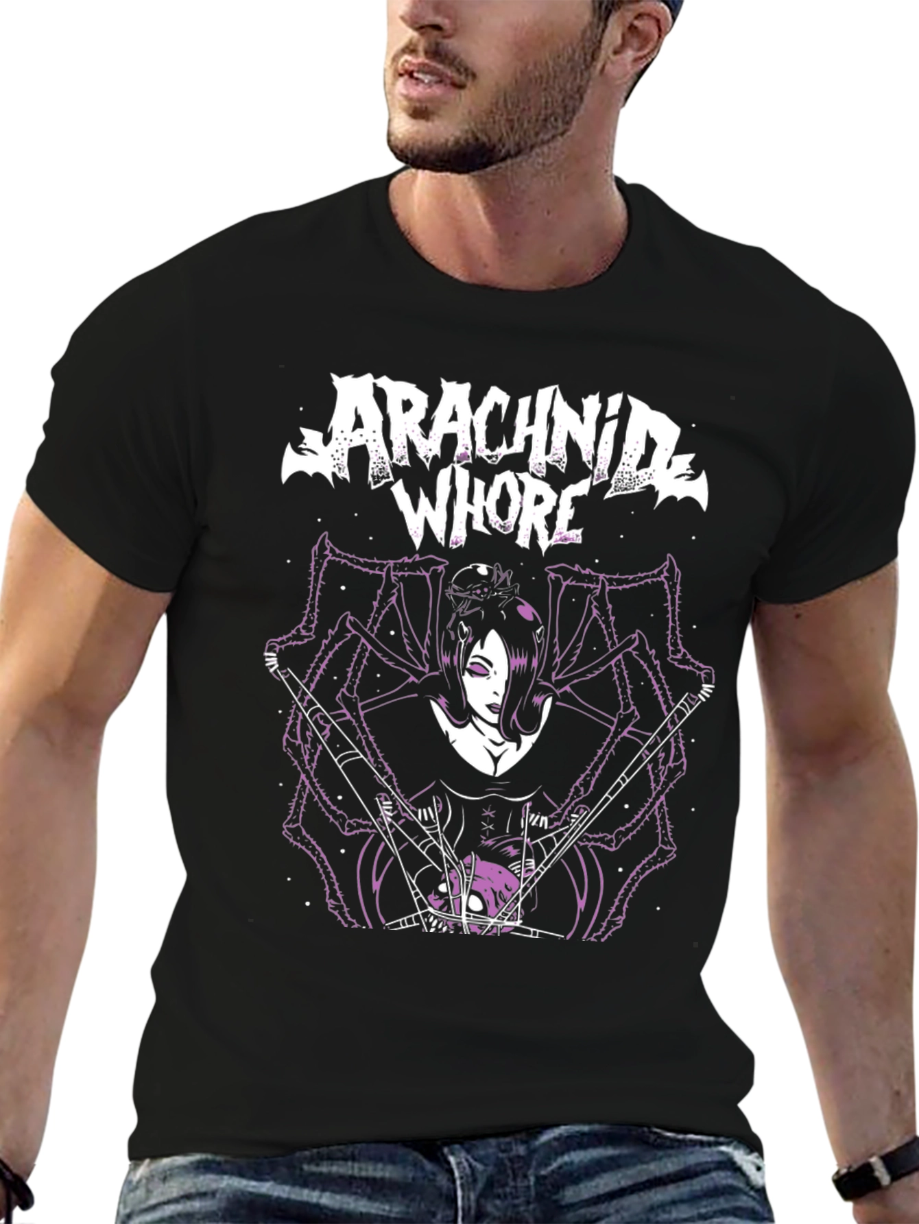 Arachnid Whore Graphic Tee - Black Cotton T-Shirt