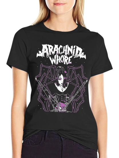 Arachnid Whore Graphic Tee - Black Cotton T-Shirt