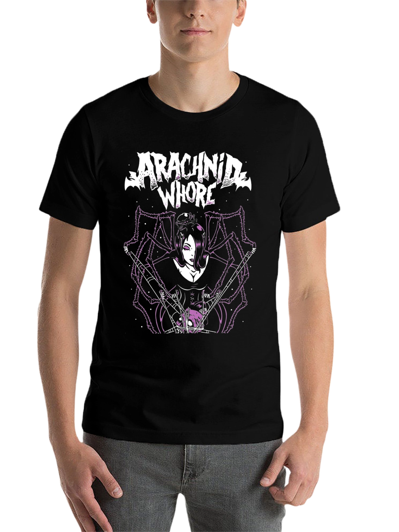 Arachnid Whore Graphic Tee - Black Cotton T-Shirt