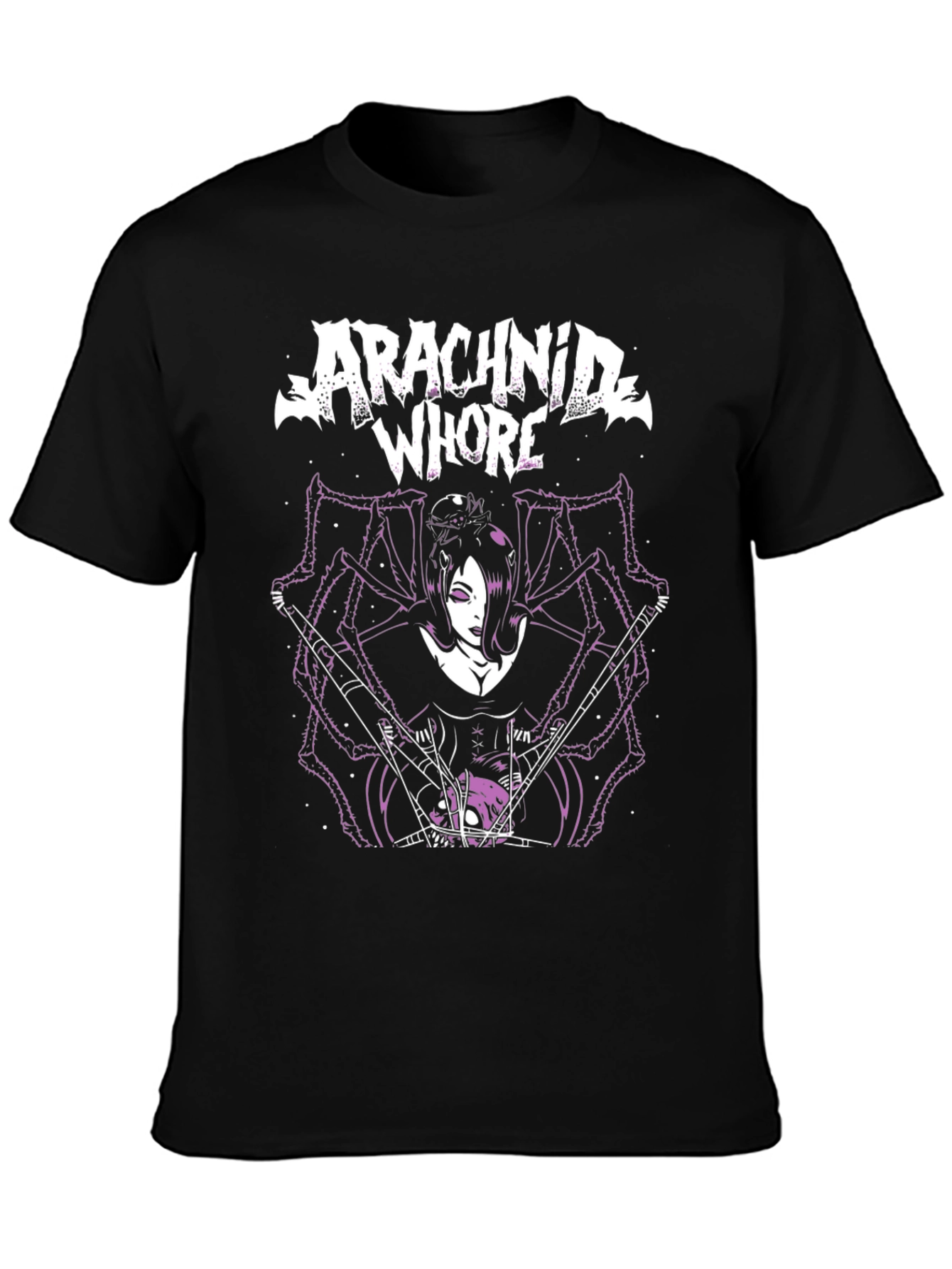 Arachnid Whore Graphic Tee - Black Cotton T-Shirt