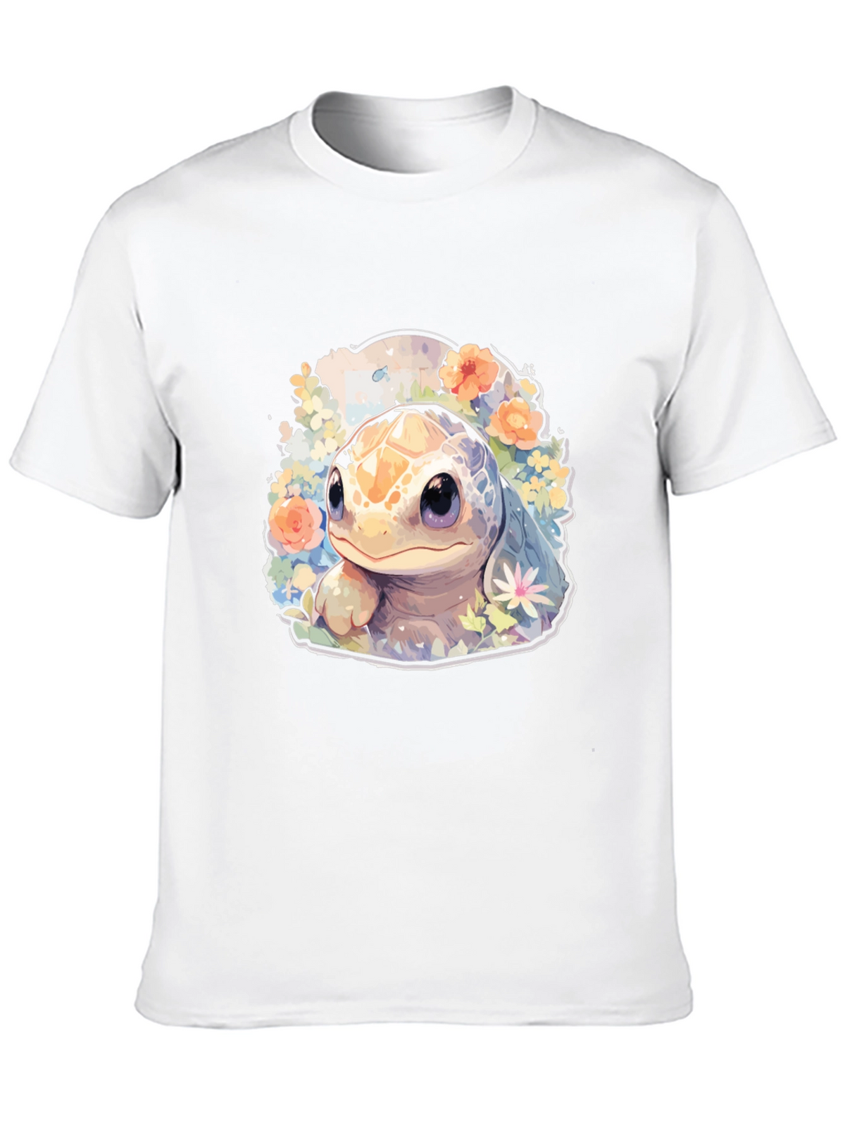 Cute Turtle Graphic Tee - Black Cotton T-Shirt