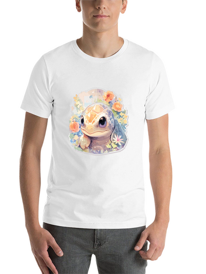 Cute Turtle Graphic Tee - Black Cotton T-Shirt