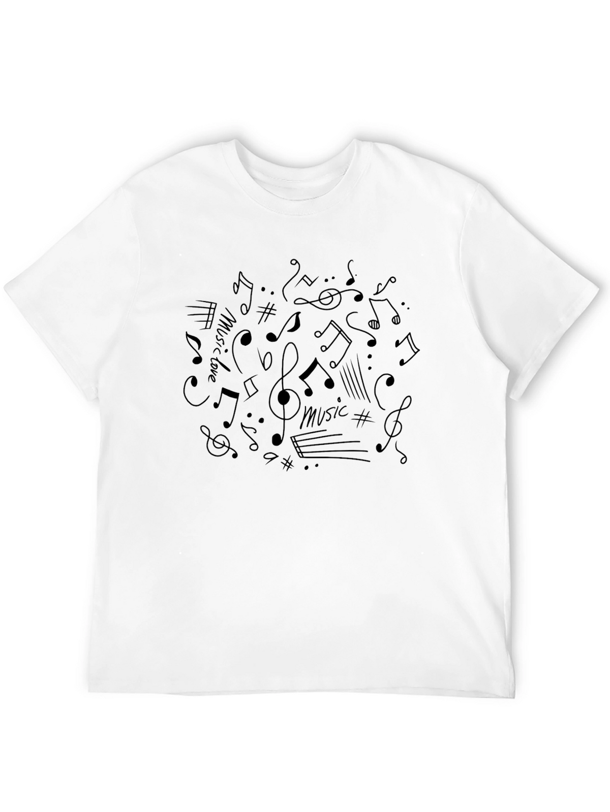 Music Notes Graphic Print Crew Neck T-Shirt