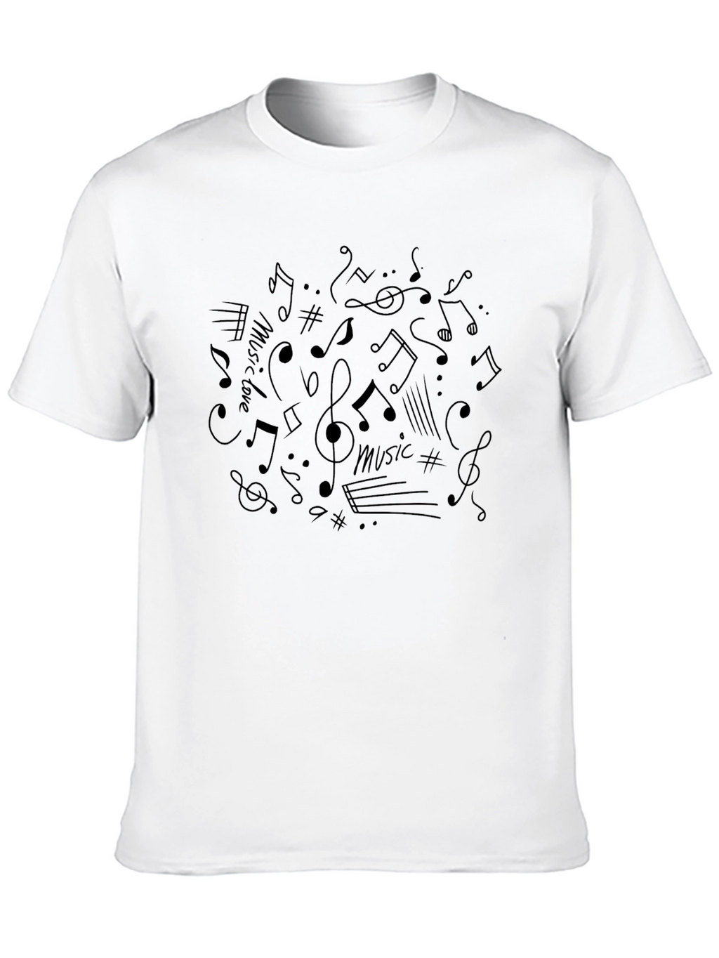 Music Notes Graphic Print Crew Neck T-Shirt
