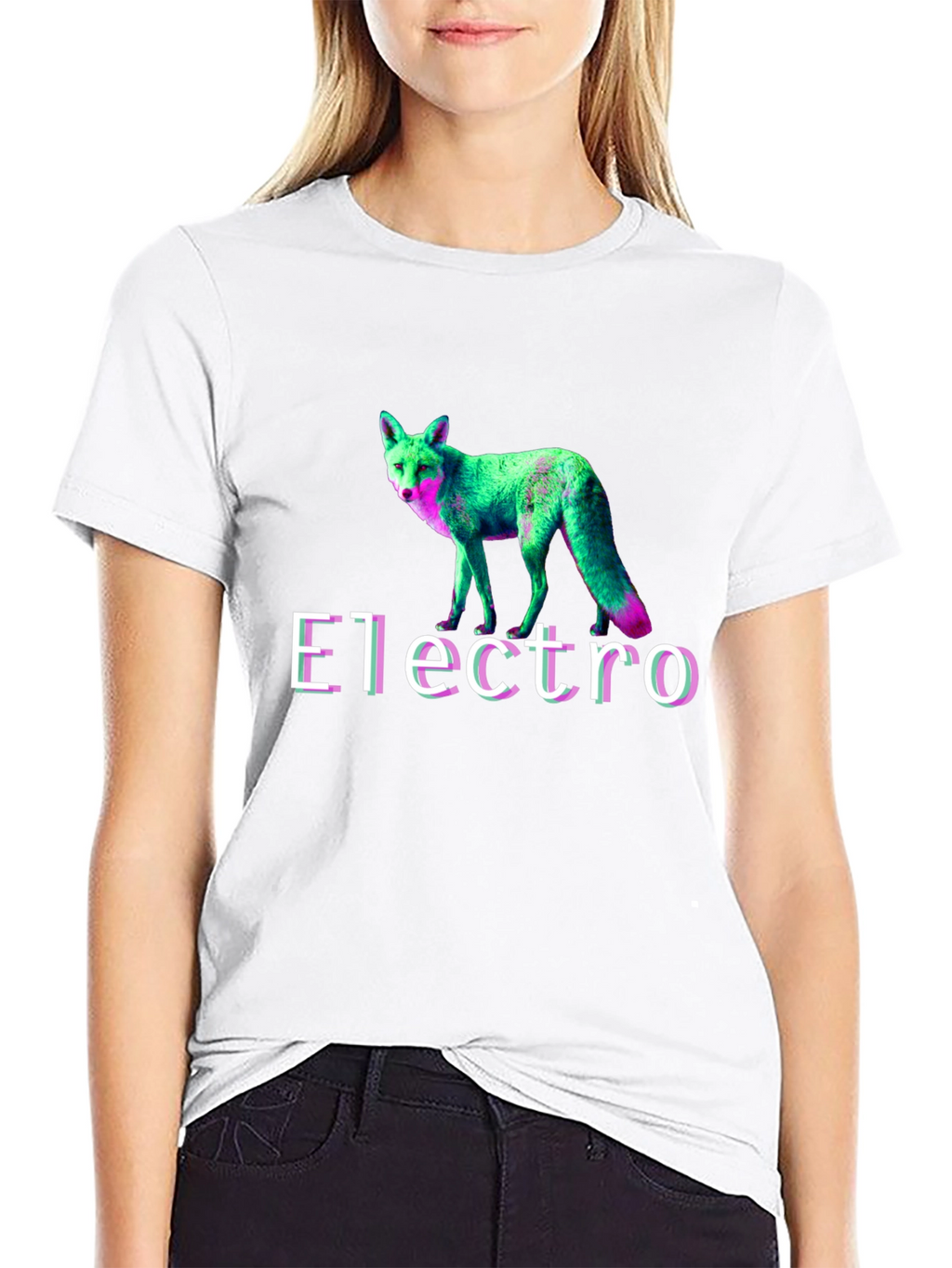 Electro Fox Graphic Tee - Stylish Black T-Shirt