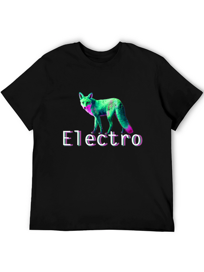 Electro Fox Graphic Tee - Stylish Black T-Shirt