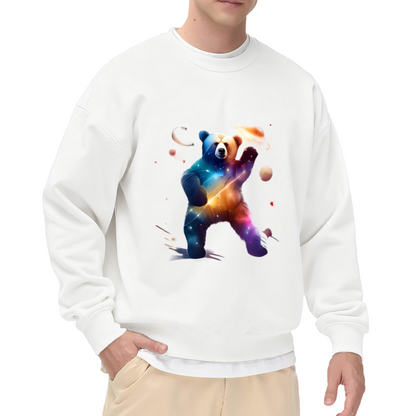 Galaxy Bear Cosmic Nebula Crewneck Sweatshirt | Space Animal Double Exposure Art Pullover, Universe Space Lover Gift