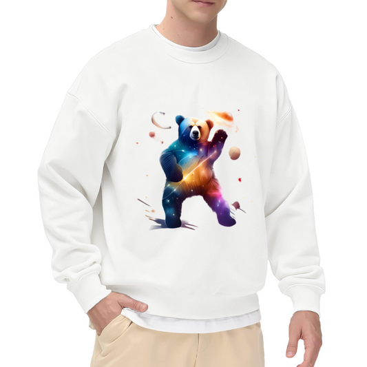 Galaxy Bear Cosmic Nebula Crewneck Sweatshirt | Space Animal Double Exposure Art Pullover, Universe Space Lover Gift
