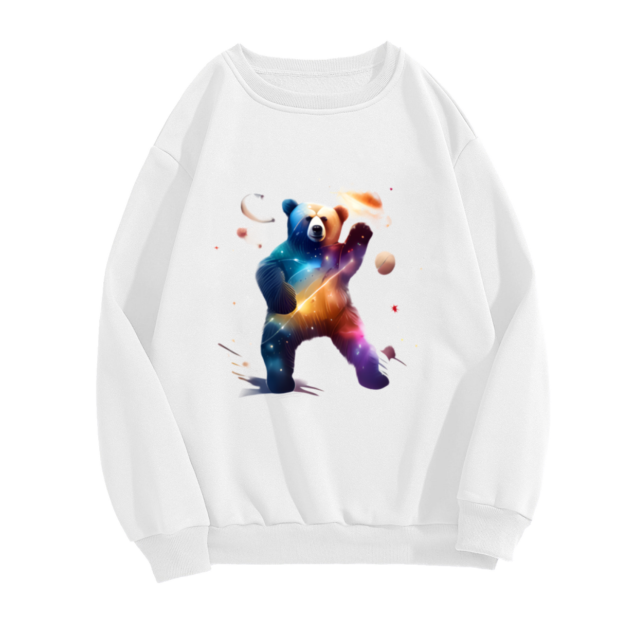 Galaxy Bear Cosmic Nebula Crewneck Sweatshirt | Space Animal Double Exposure Art Pullover, Universe Space Lover Gift