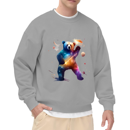 Galaxy Bear Cosmic Nebula Crewneck Sweatshirt | Space Animal Double Exposure Art Pullover, Universe Space Lover Gift