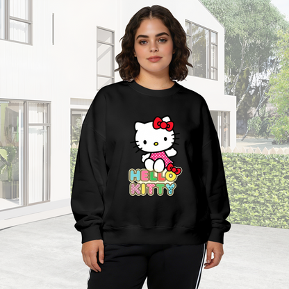 Colorful Bold Font Hello Kitty Fun Vibe Crewneck Sweatshirt