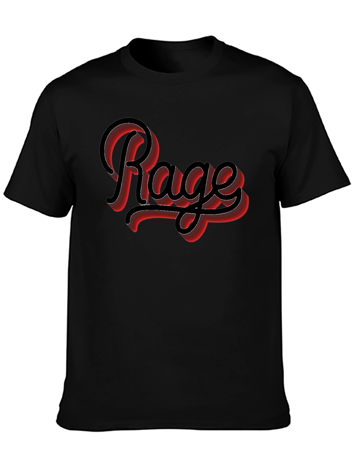 Rage Graphic Print Black Crewneck T-Shirt