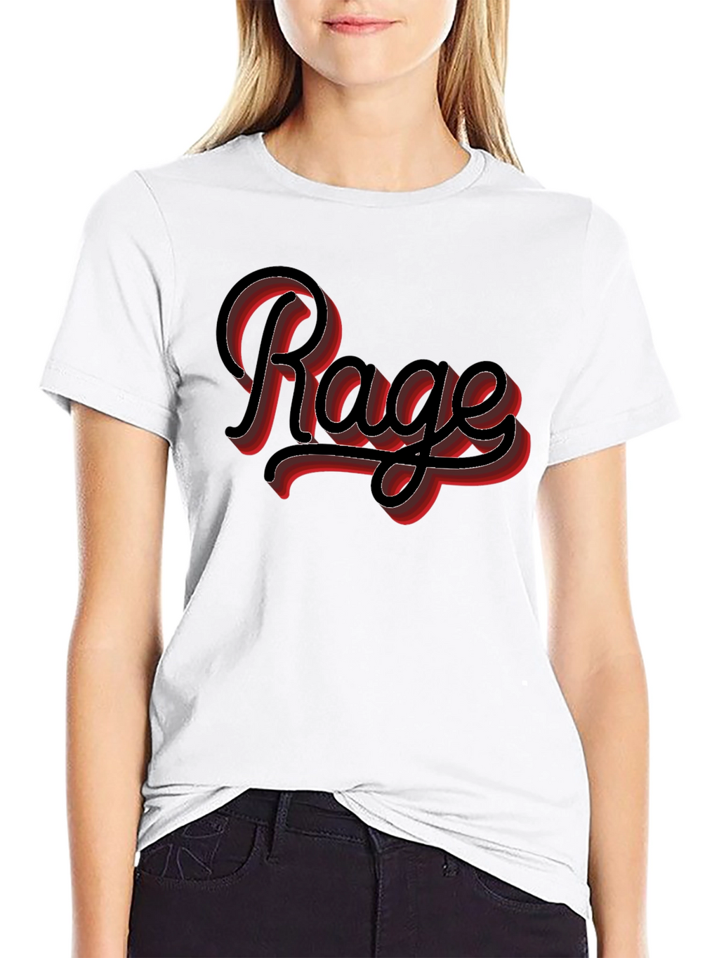 Rage Graphic Print Black Crewneck T-Shirt