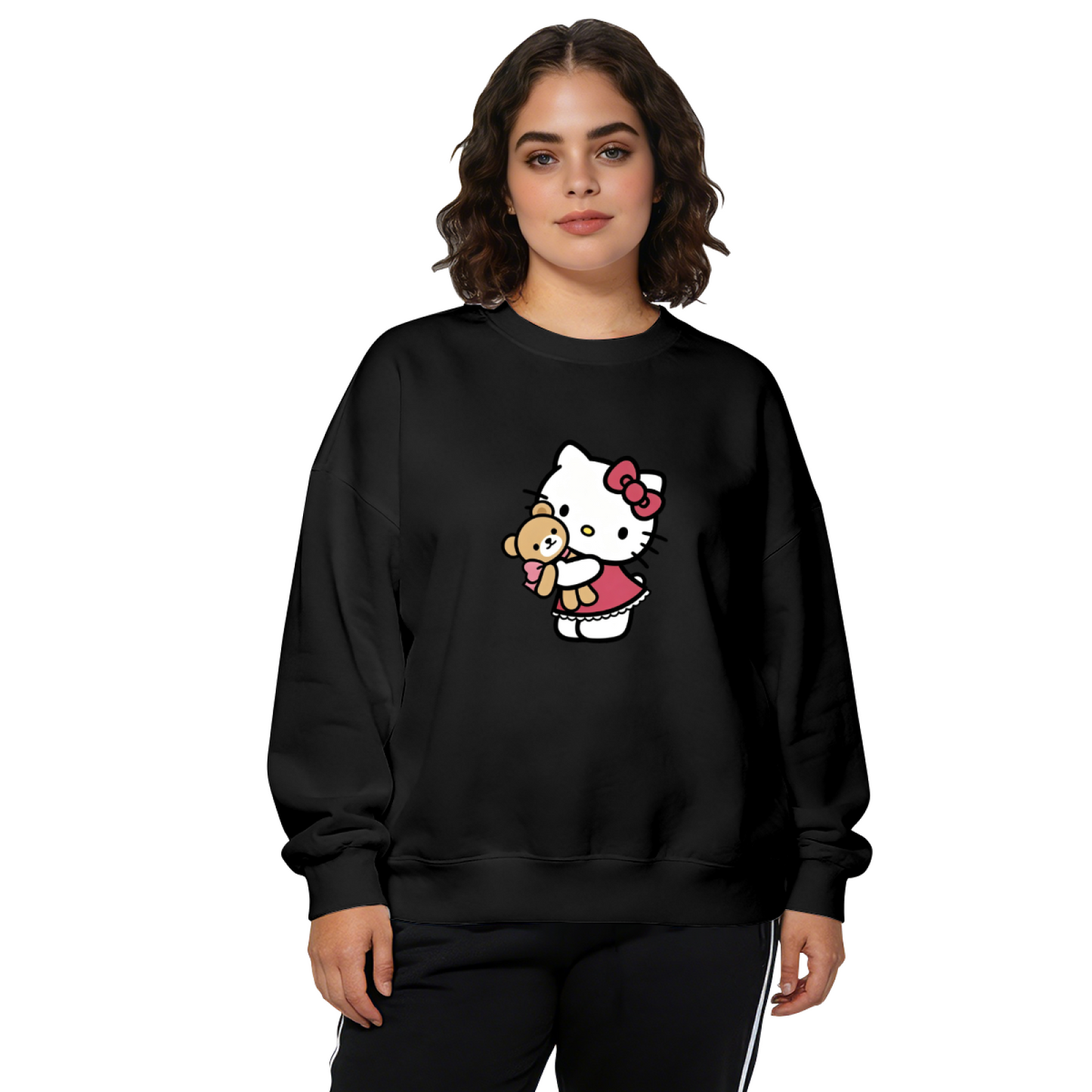 Adorable Hello Kitty With Teddy Bear Cozy Crewneck Sweatshirt