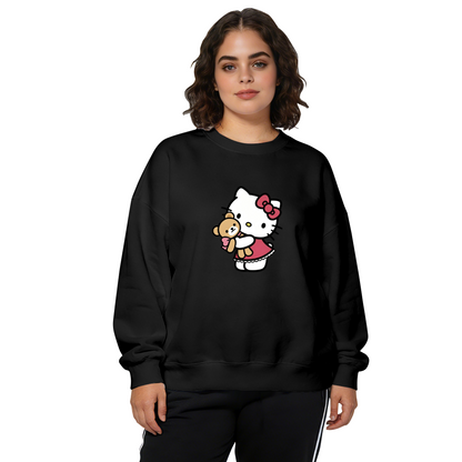 Adorable Hello Kitty With Teddy Bear Cozy Crewneck Sweatshirt
