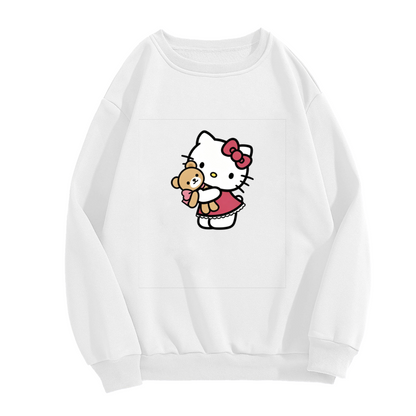 Adorable Hello Kitty With Teddy Bear Cozy Crewneck Sweatshirt