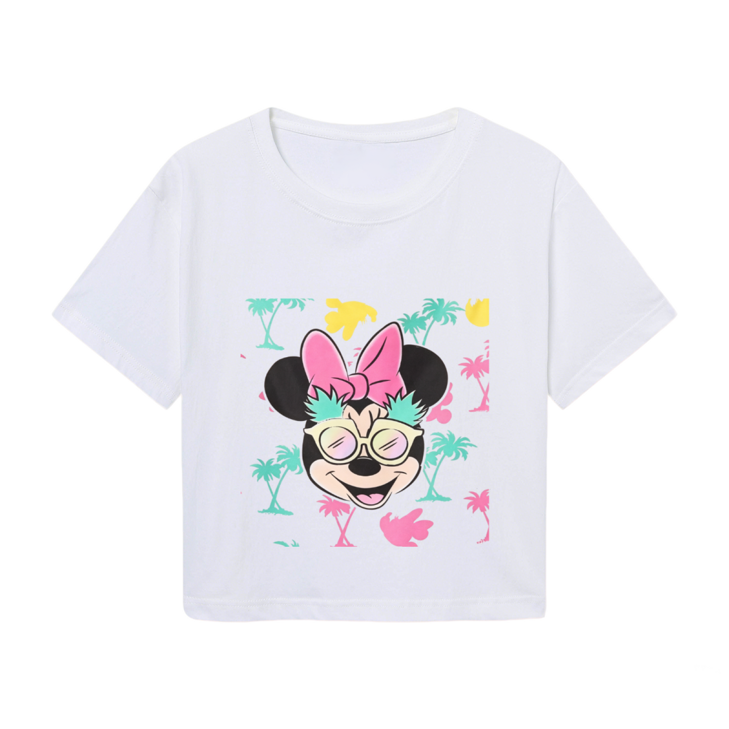 Classic Mickey Silhouette Retro Red Cropped Short?Sleeve Top