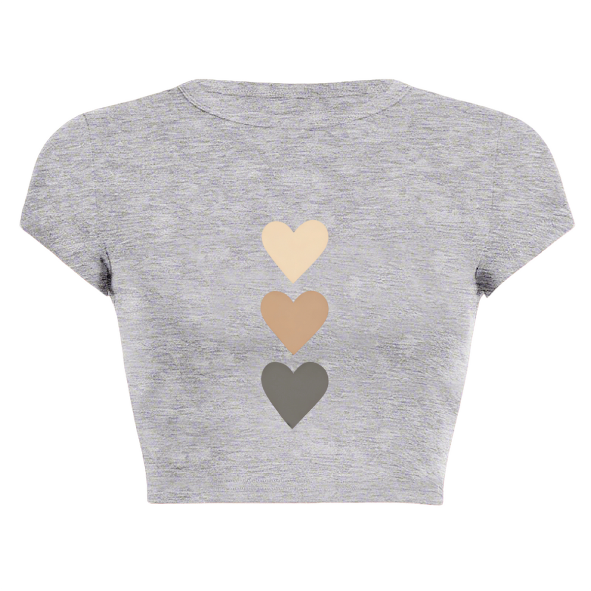 Neutral Gradient Three Hearts Minimal Gray Crop Top