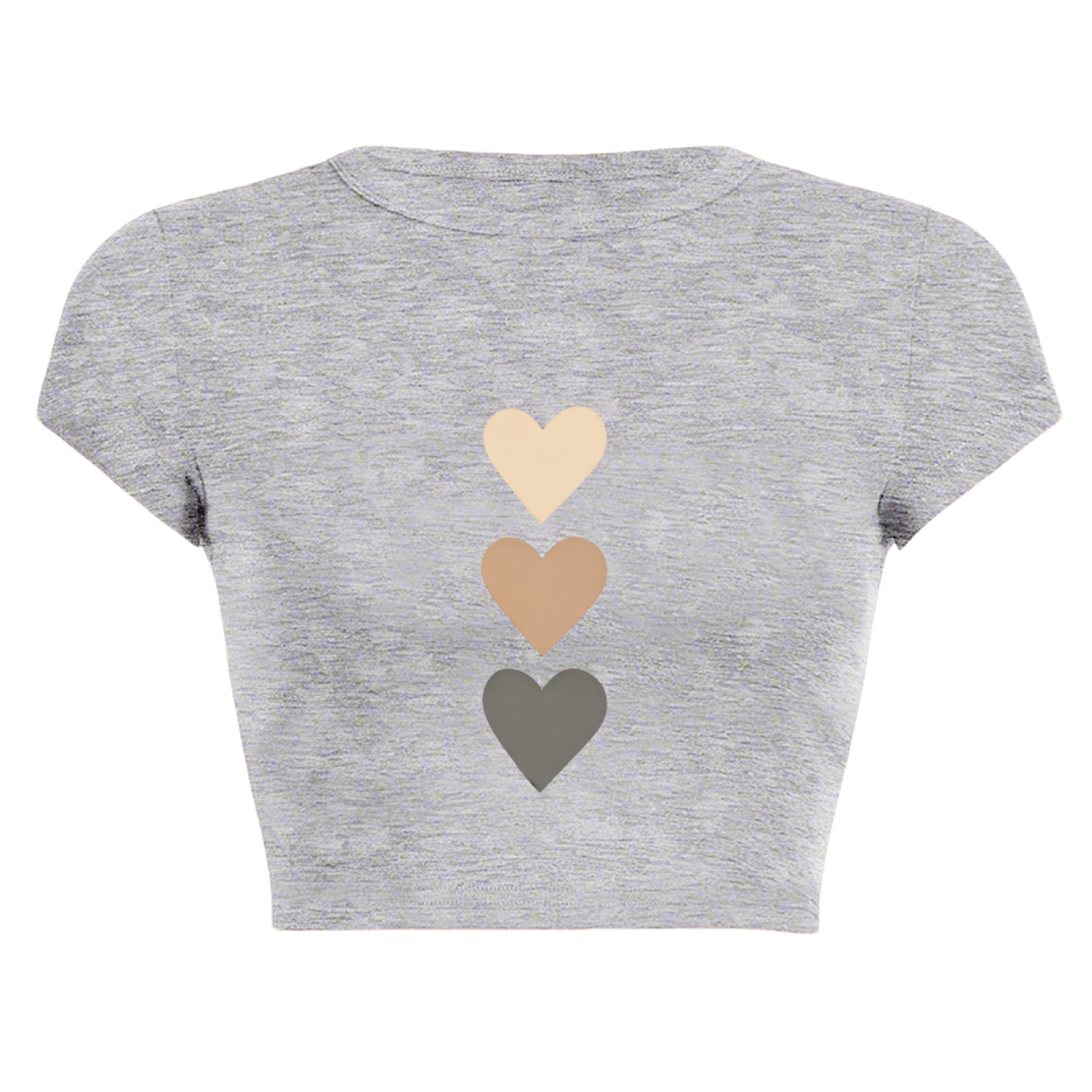 Neutral Gradient Three Hearts Minimal Gray Crop Top