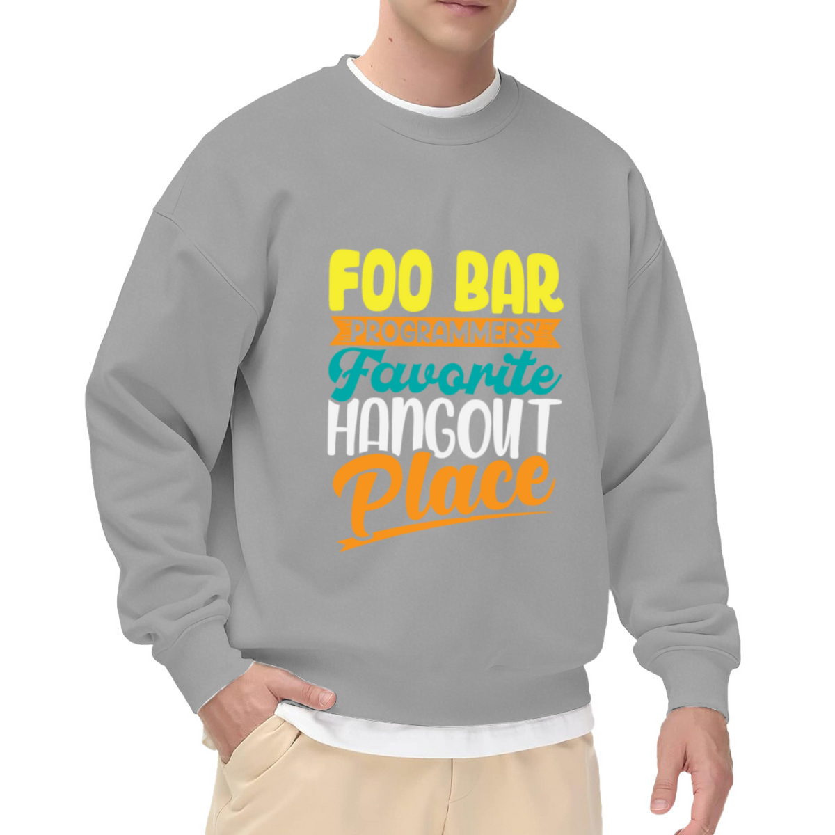 Foo Bar Programmers Favorite Hangout Crewneck Sweatshirt, Coding Developer Pullover, Programmer Gift
