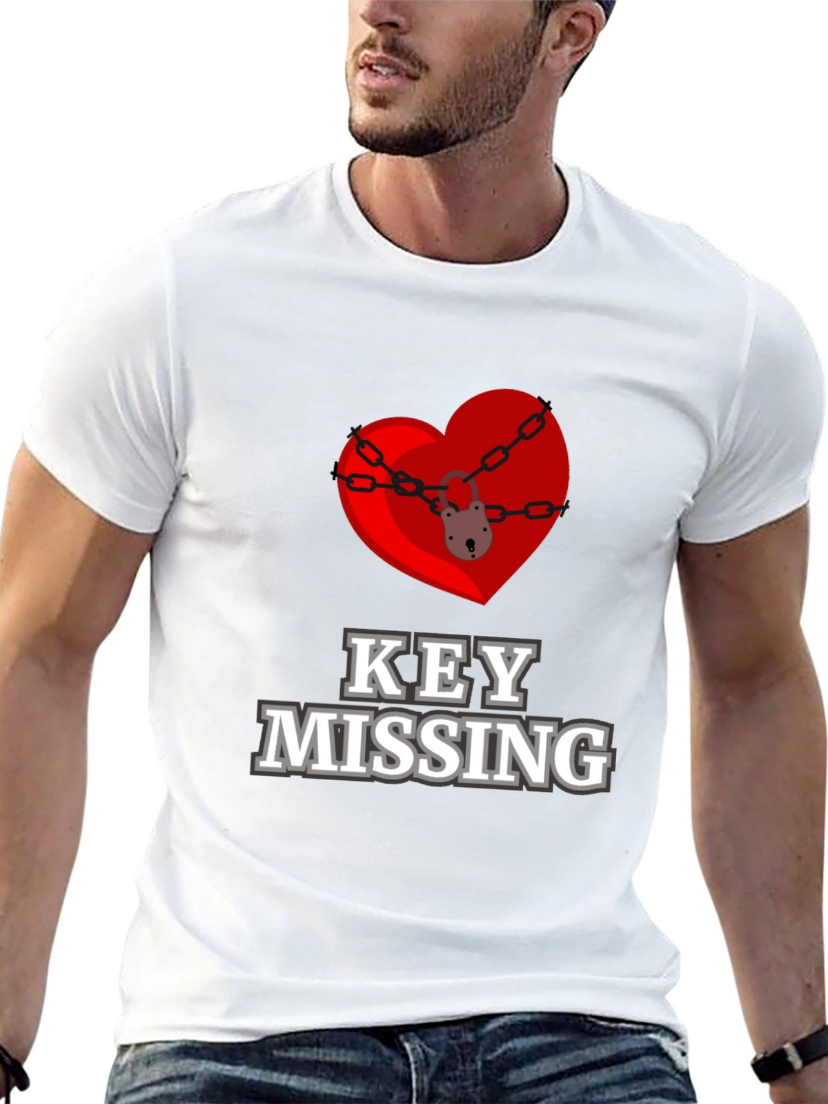 Key Missing Heart Graphic T-Shirt