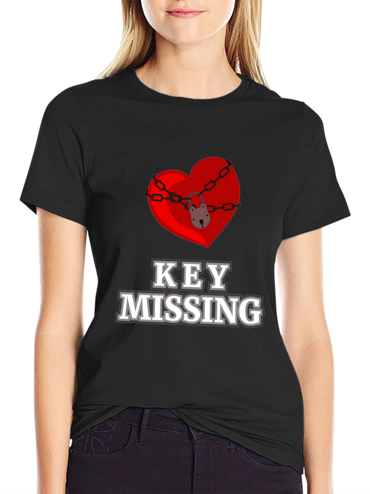 Key Missing Heart Graphic T-Shirt