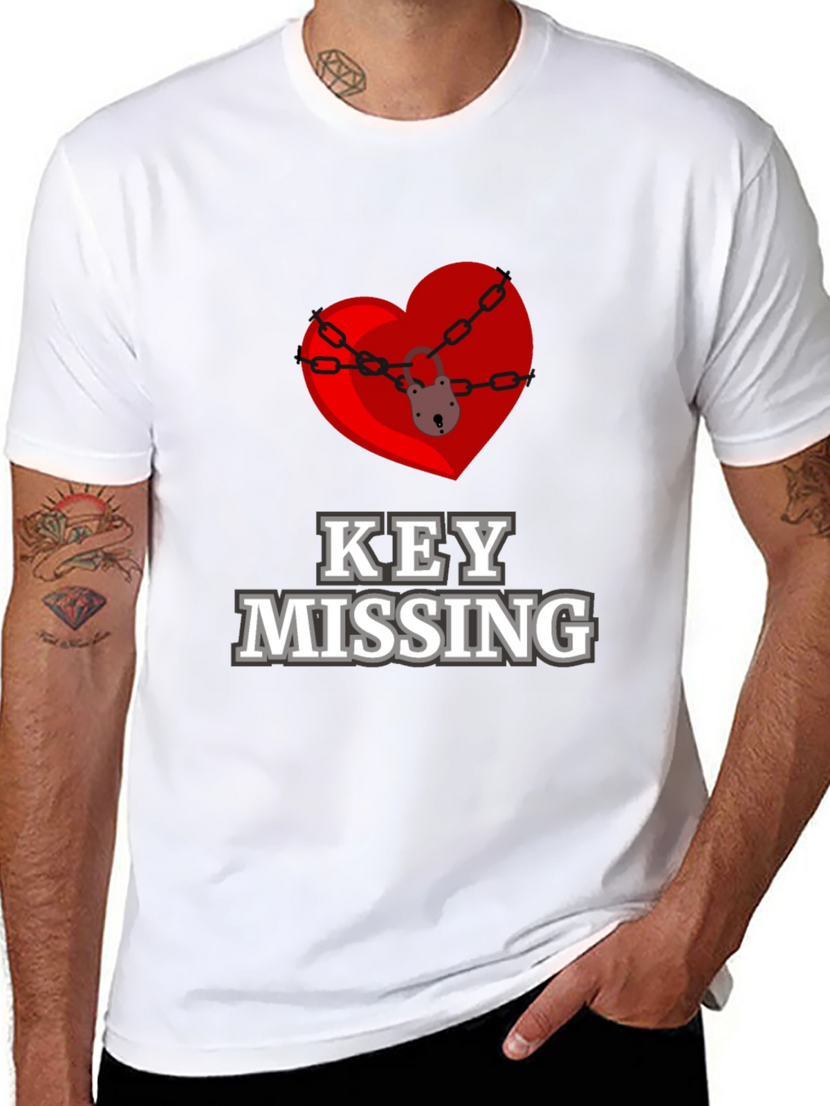 Key Missing Heart Graphic T-Shirt