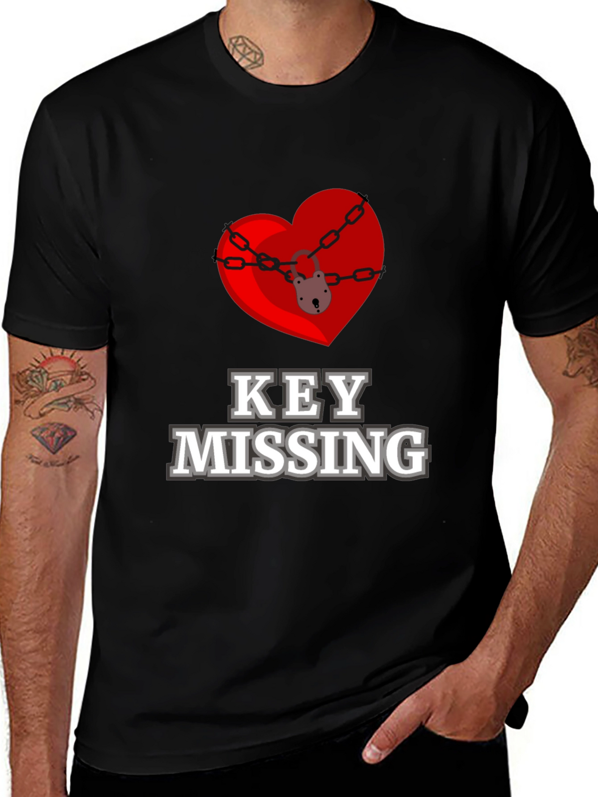 Key Missing Heart Graphic T-Shirt