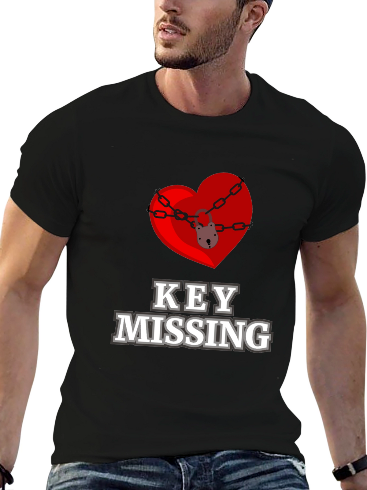 Key Missing Heart Graphic T-Shirt