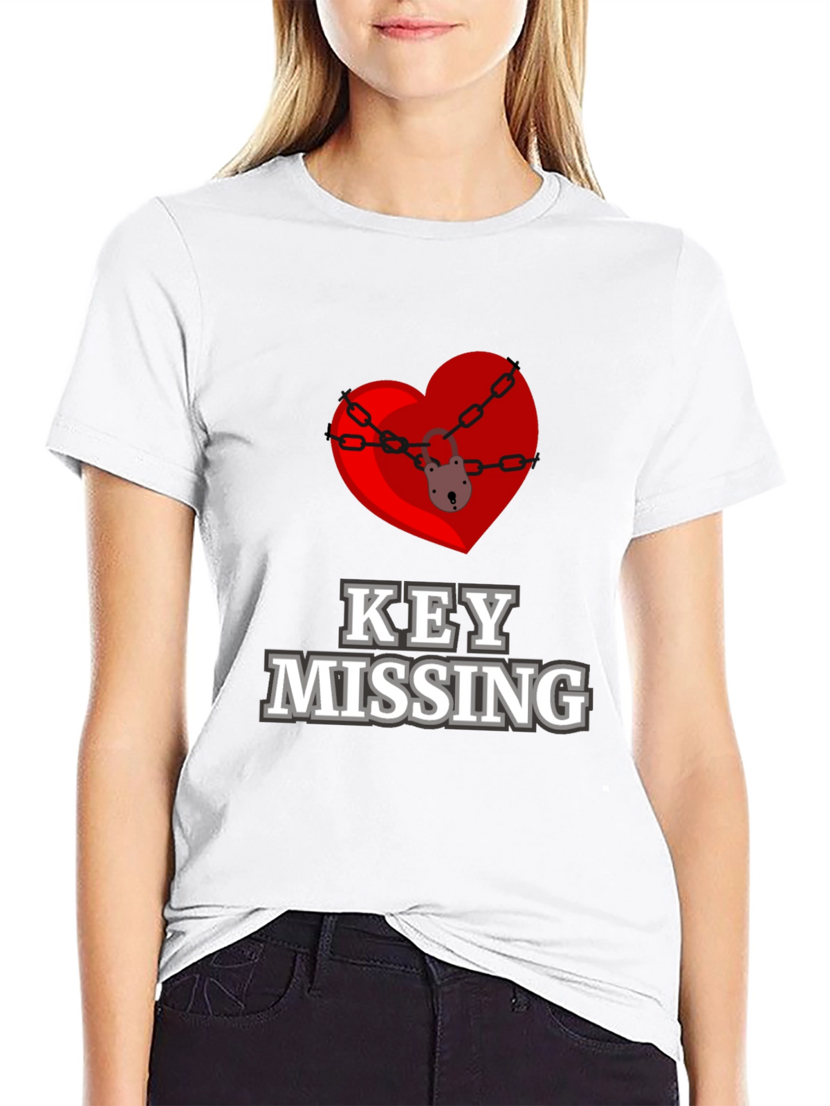 Key Missing Heart Graphic T-Shirt