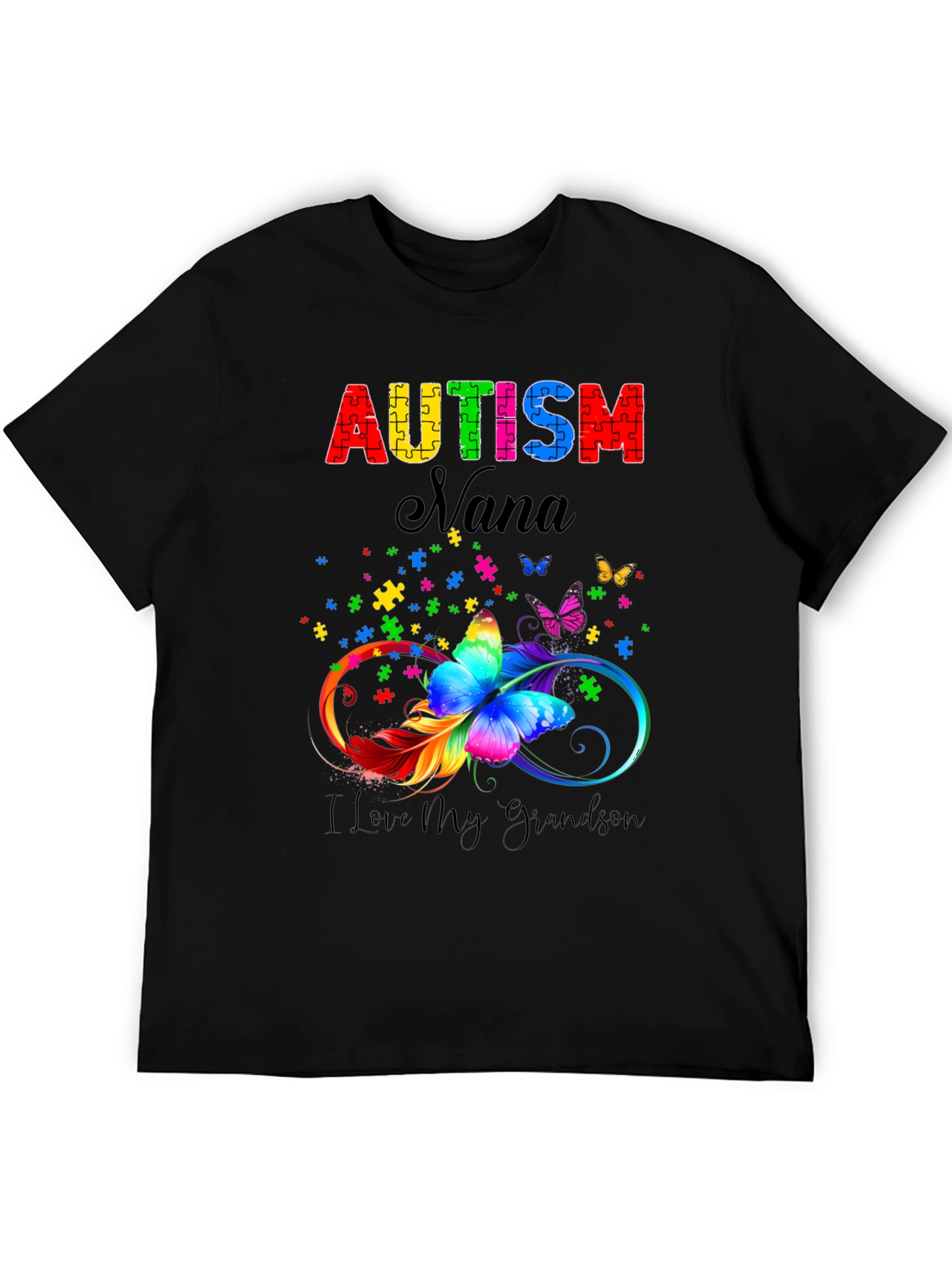 Autism Nana T-Shirt - I Love My Grandson