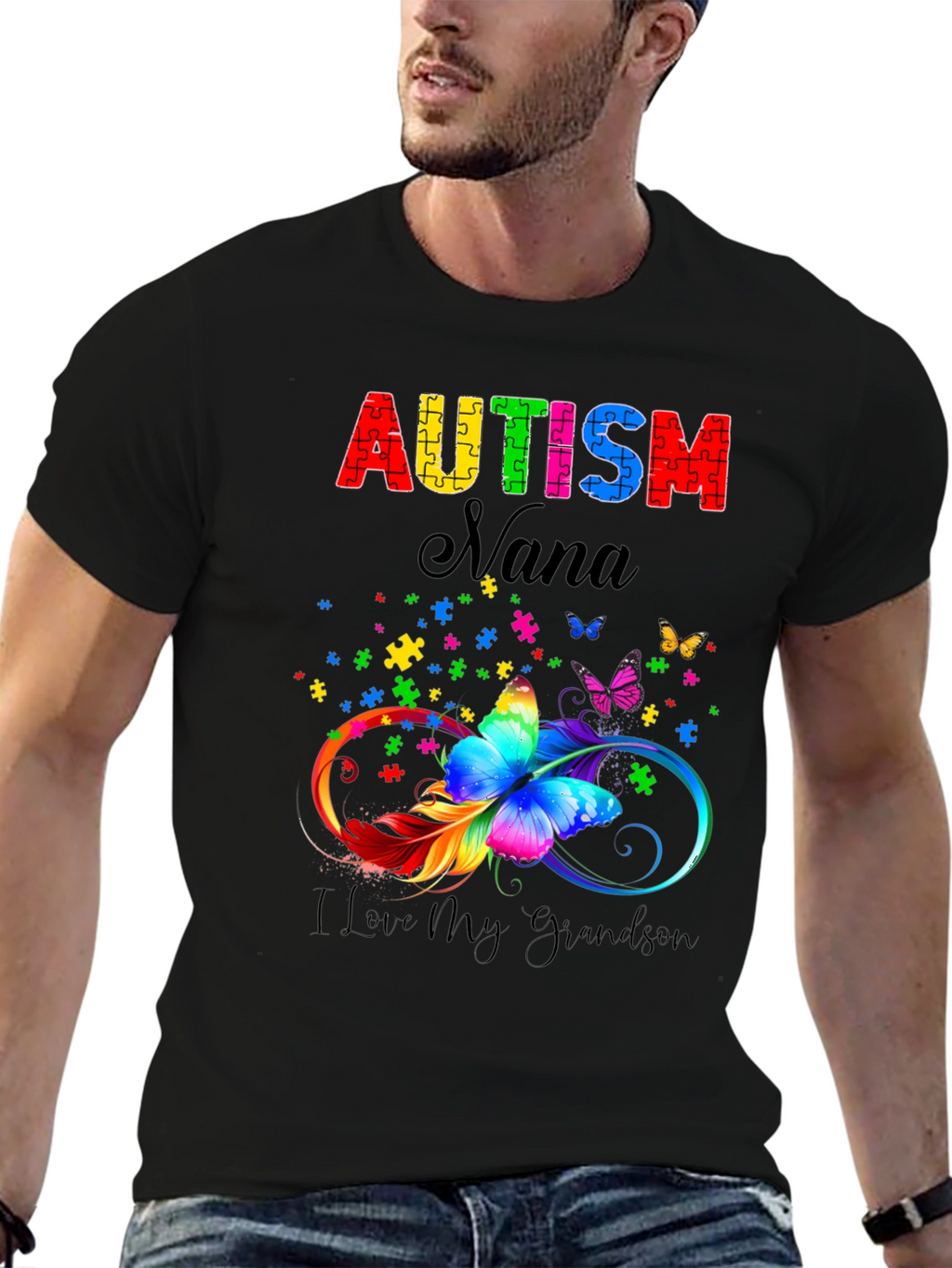 Autism Nana T-Shirt - I Love My Grandson