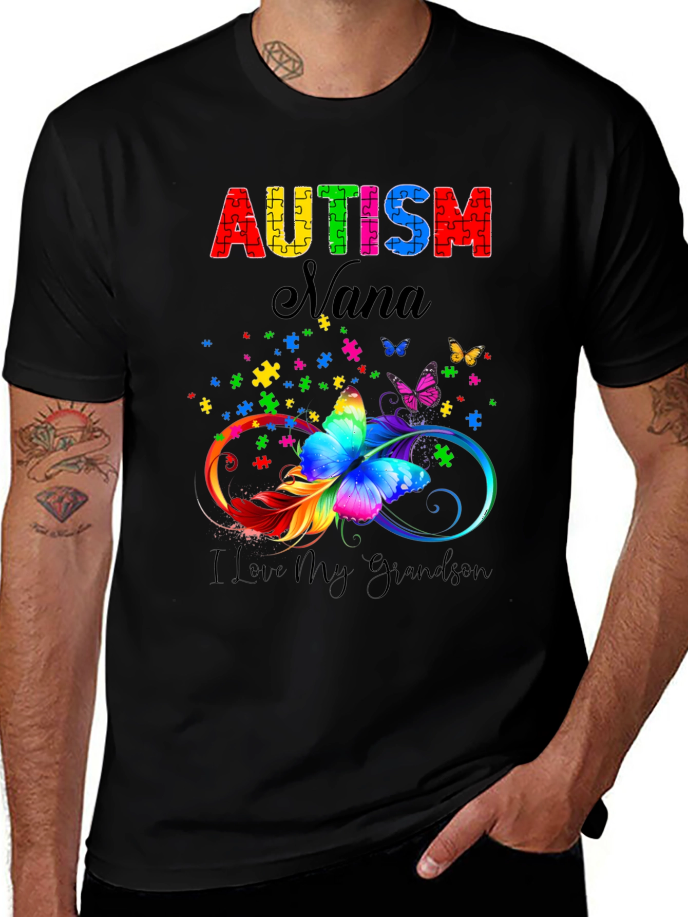 Autism Nana T-Shirt - I Love My Grandson