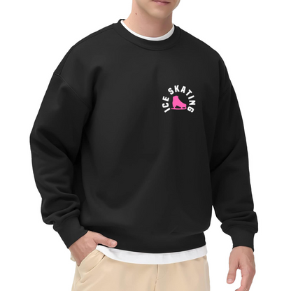 Ice Skating Pink Figure Skate Crewneck Sweatshirt | Winter Sport Minimalist Graphic Pullover, Skater Gift Top