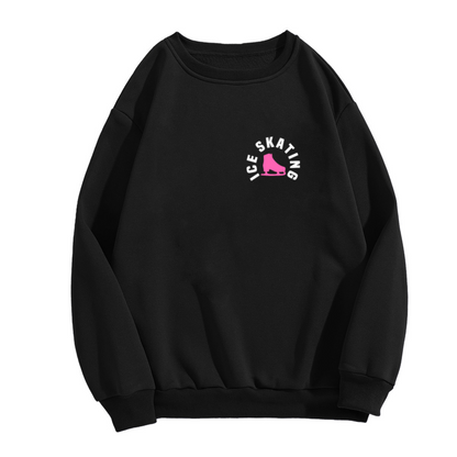 Ice Skating Pink Figure Skate Crewneck Sweatshirt | Winter Sport Minimalist Graphic Pullover, Skater Gift Top