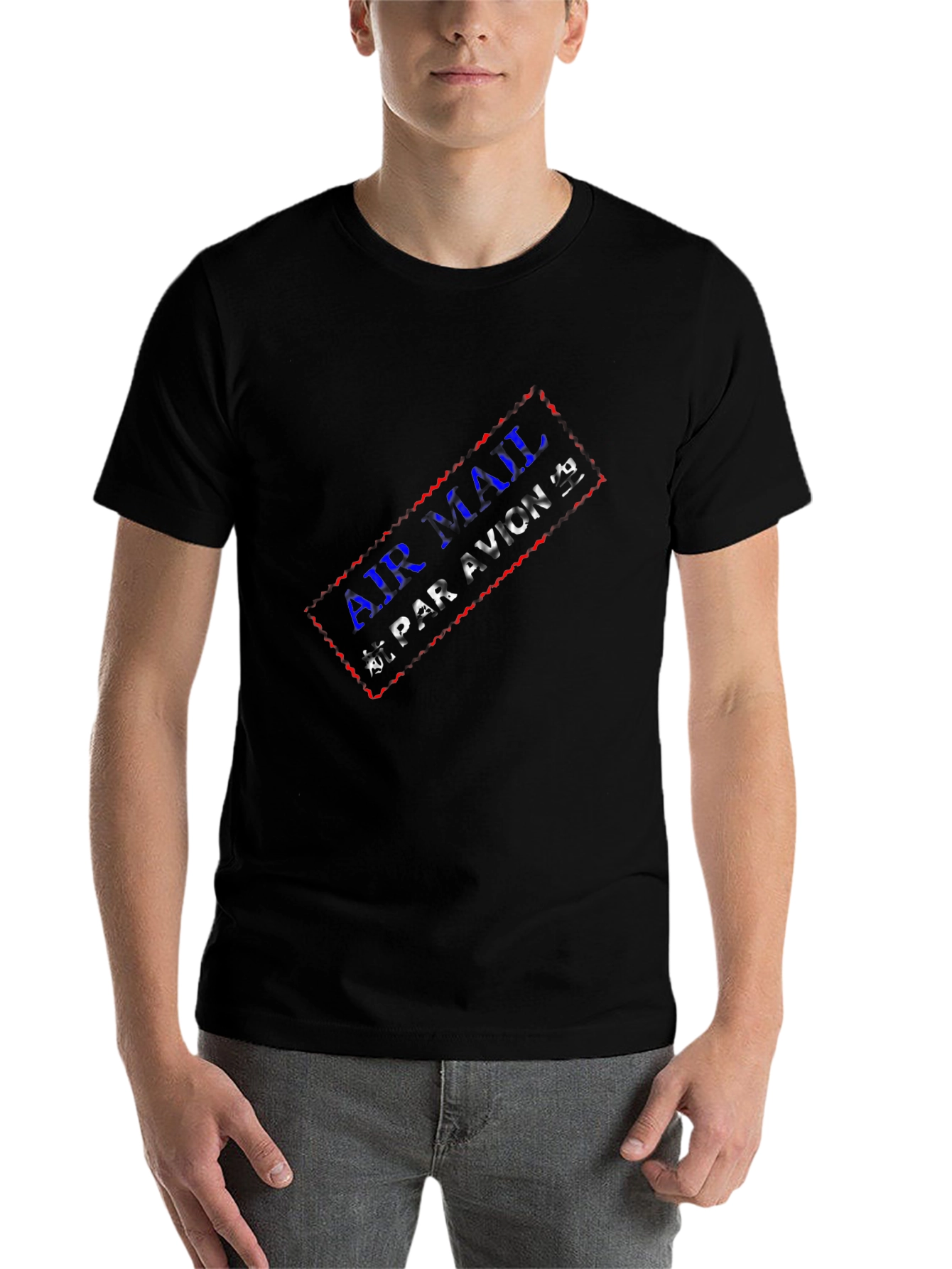 Air Mail Par Avion Graphic Black T-Shirt