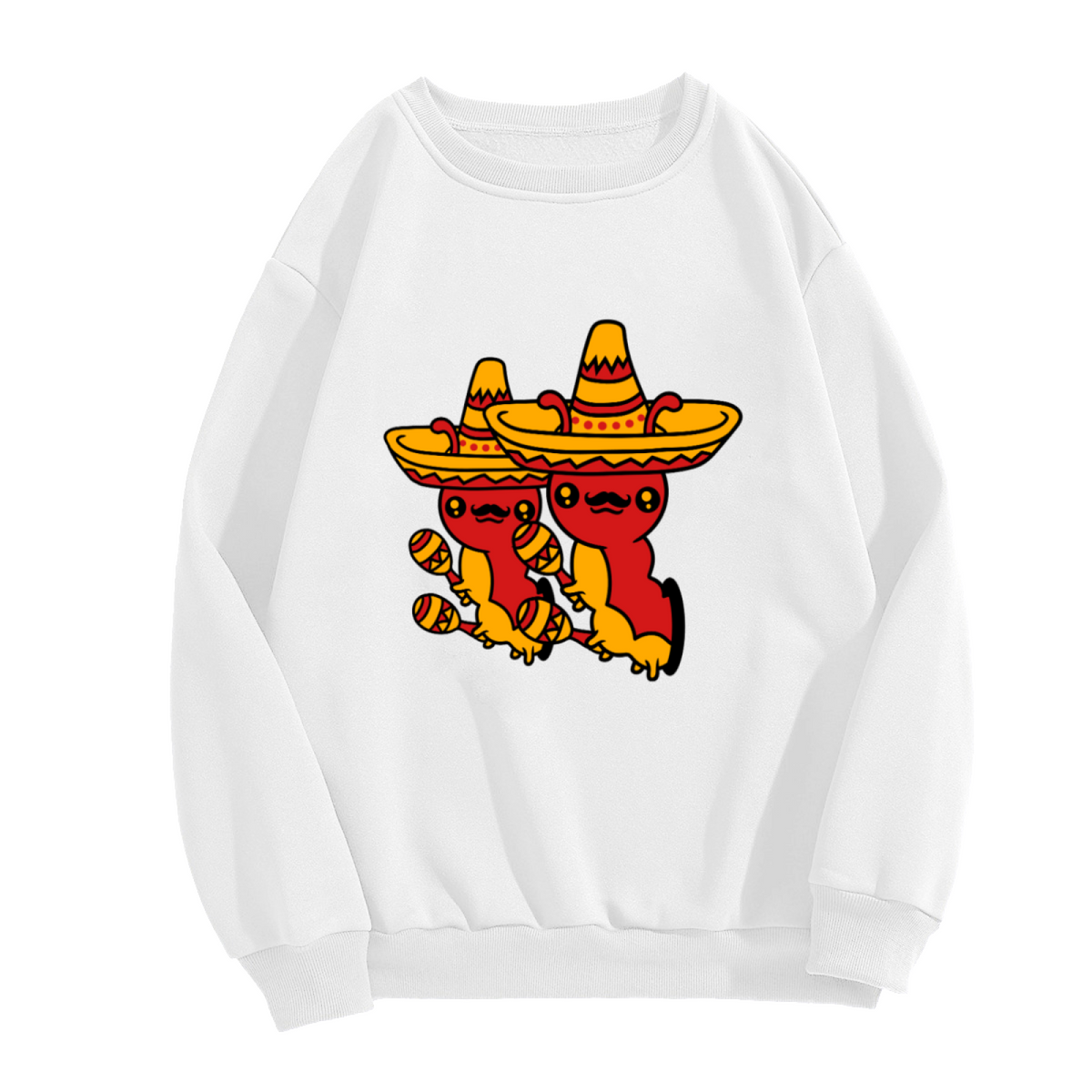 Sombrero Maracas Fiesta Crewneck Sweatshirt, Cartoon Cinco De Mayo Pullover, Mexican Party Gift