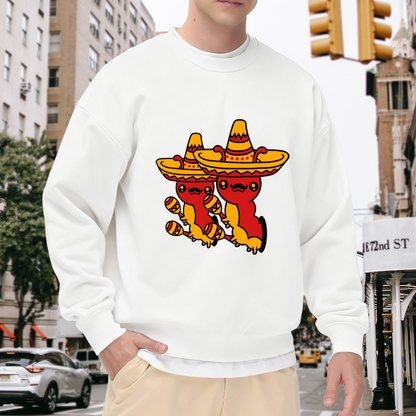 Sombrero Maracas Fiesta Crewneck Sweatshirt, Cartoon Cinco De Mayo Pullover, Mexican Party Gift