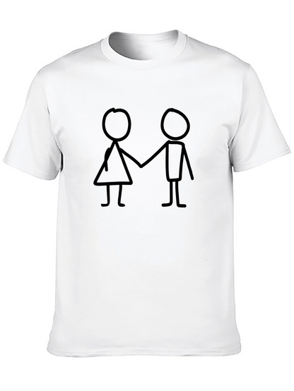 Stick Figure Couple Black T-Shirt