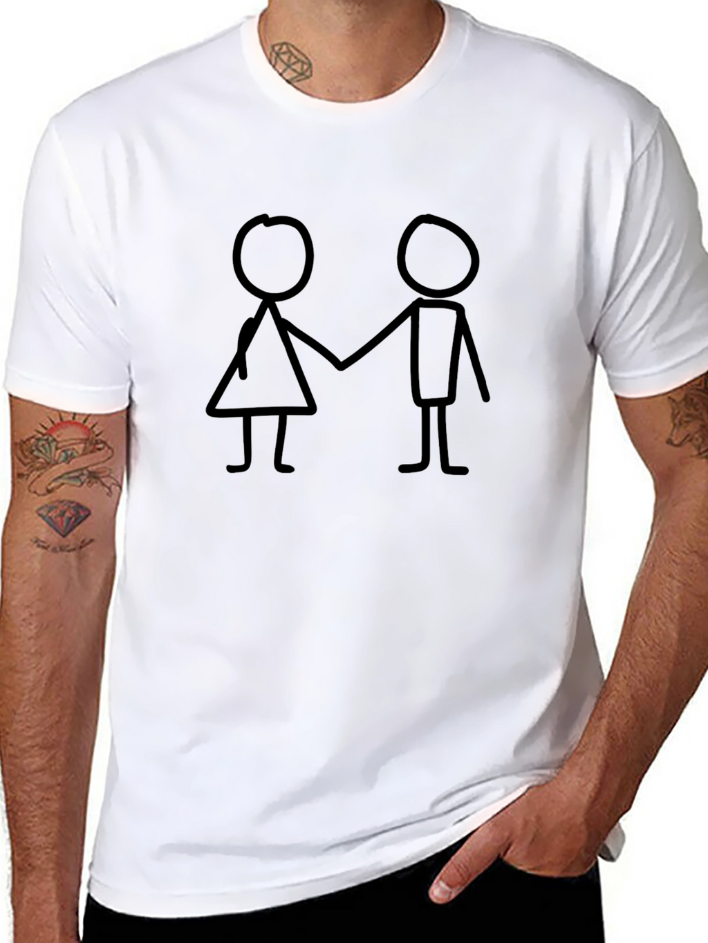 Stick Figure Couple Black T-Shirt