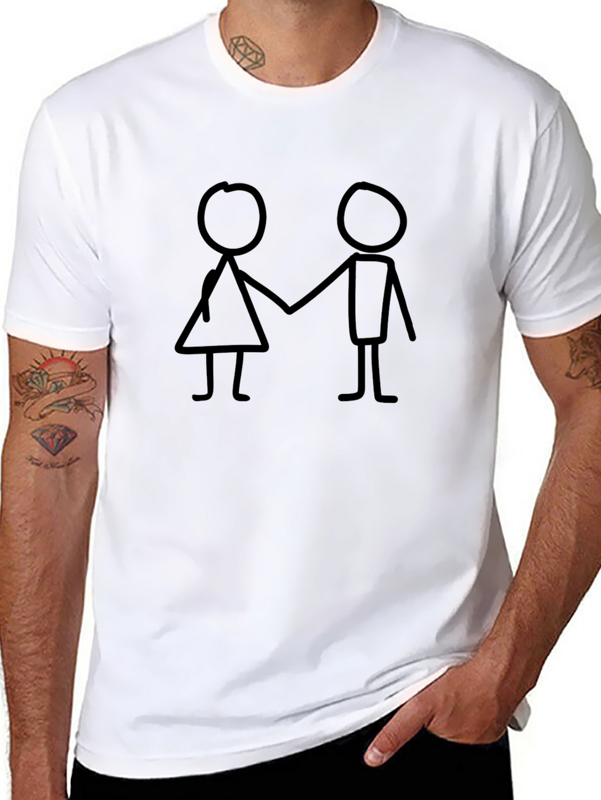 Stick Figure Couple Black T-Shirt