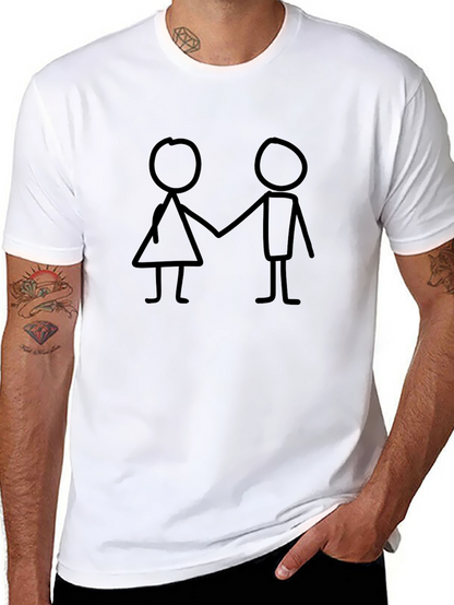 Stick Figure Couple Black T-Shirt