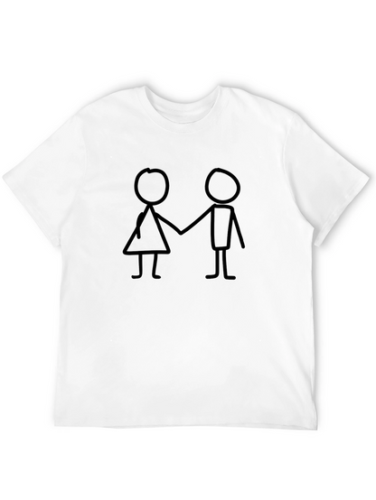Stick Figure Couple Black T-Shirt