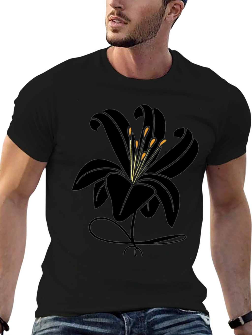 Black Lily Graphic Tee - Stylish Mens Casual Shirt