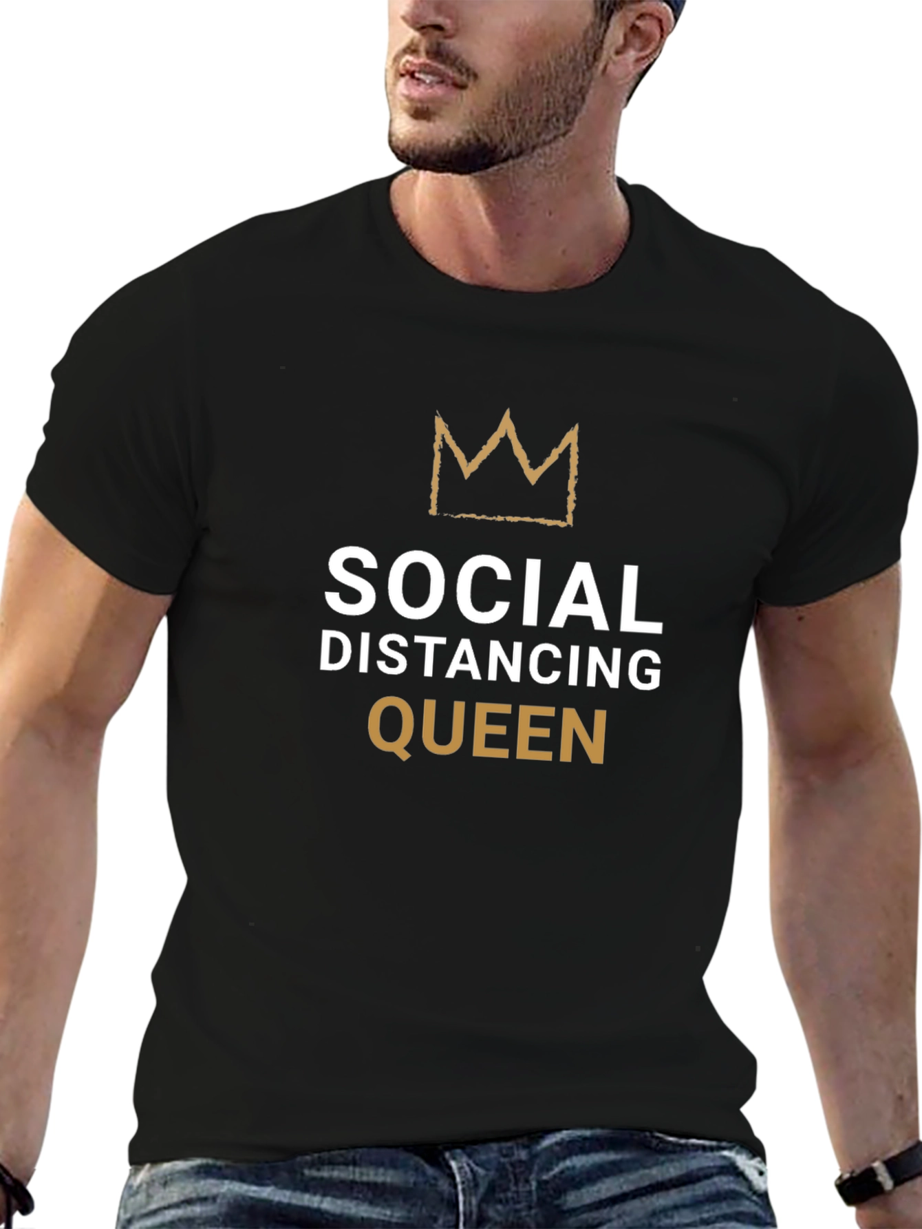 Social Distancing Queen Black T-Shirt