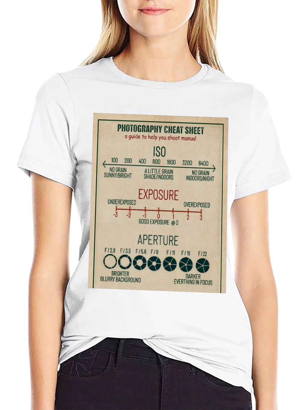 Photography Cheat Sheet T-Shirt - Camera Settings Guide Tee