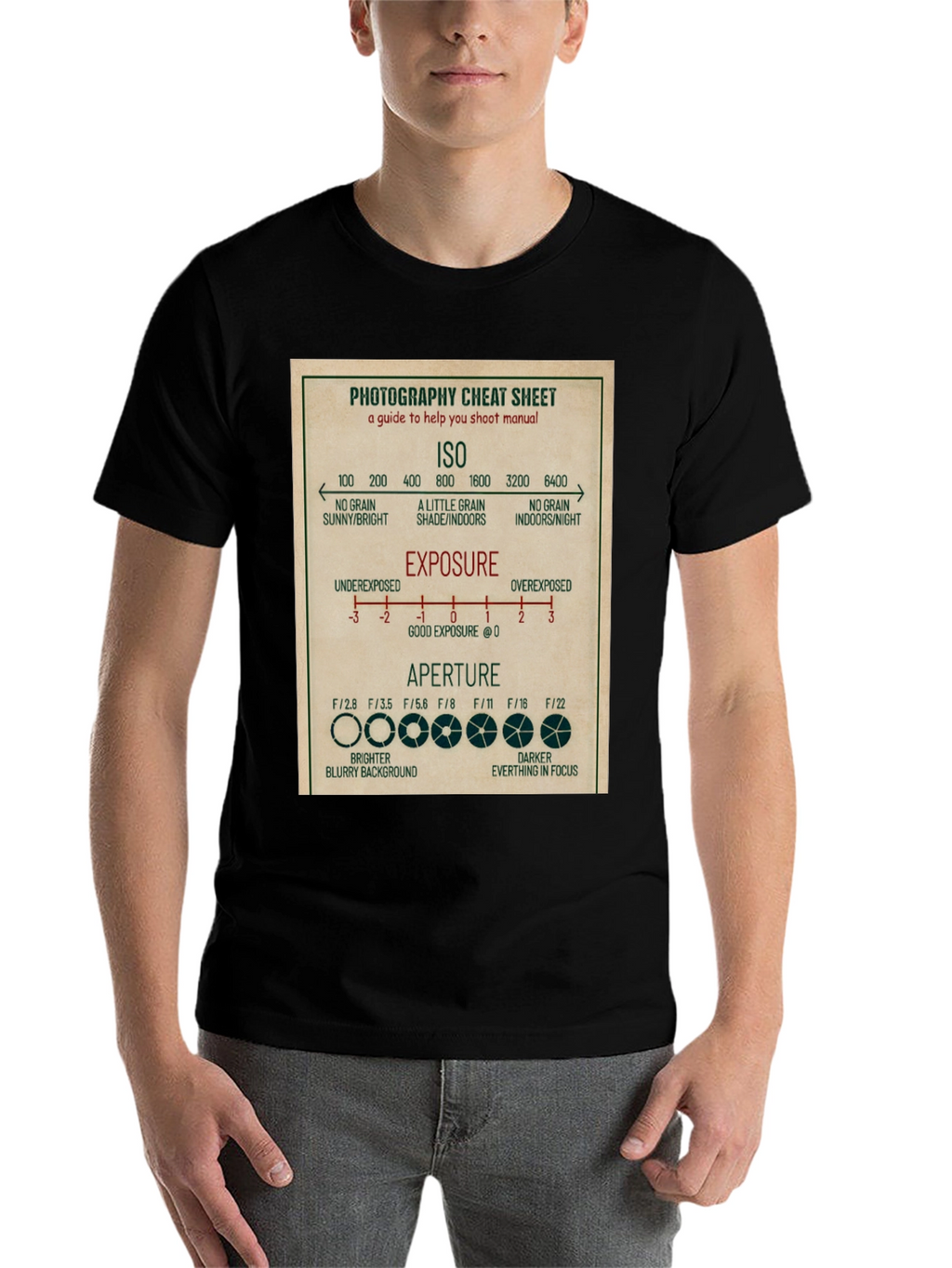 Photography Cheat Sheet T-Shirt - Camera Settings Guide Tee
