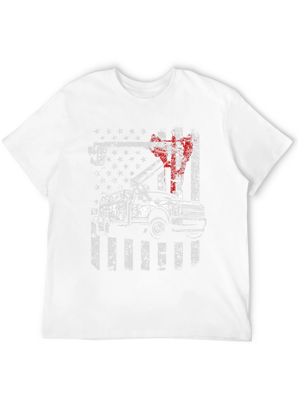 Lineman American Flag Truck Black T-Shirt