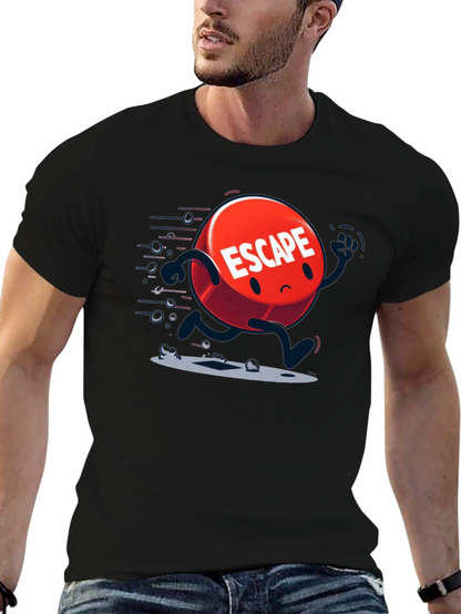 Escape Cartoon Graphic Black T-Shirt